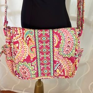 Vera Bradley Capri Melon Pink Paisley Shoulder/Crossbody Bag, Retired Print